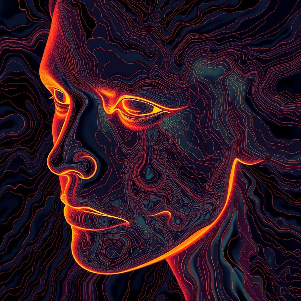 Topographical Face in Prismatic Chromaluminescent Lines