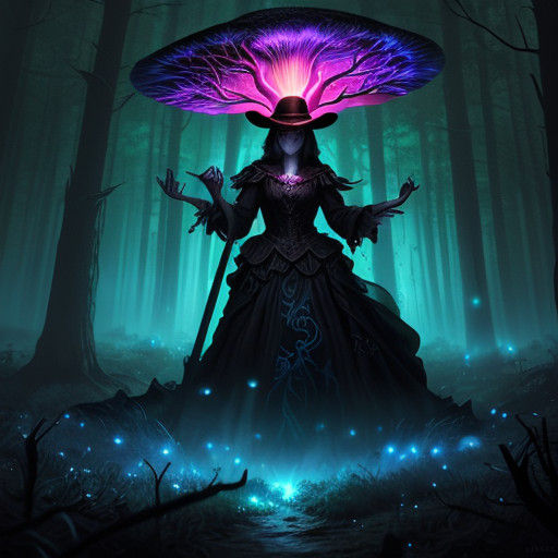 Witch in Mystical Forest, Hyper-Realistic Concept Art