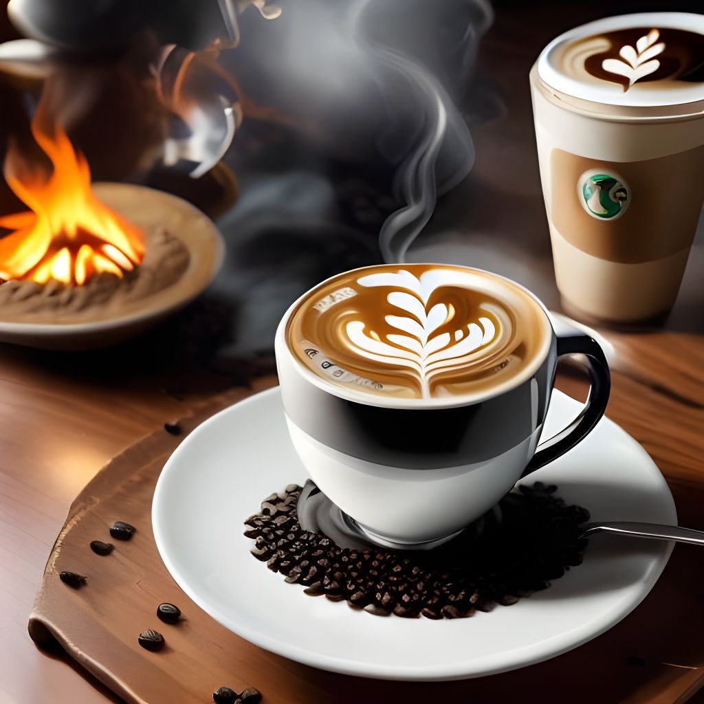 <lora:Keopi Maenia:1.0> A  very close up, beautiful  tall cup of a mocachino latte with whip creme on top, and small pla...