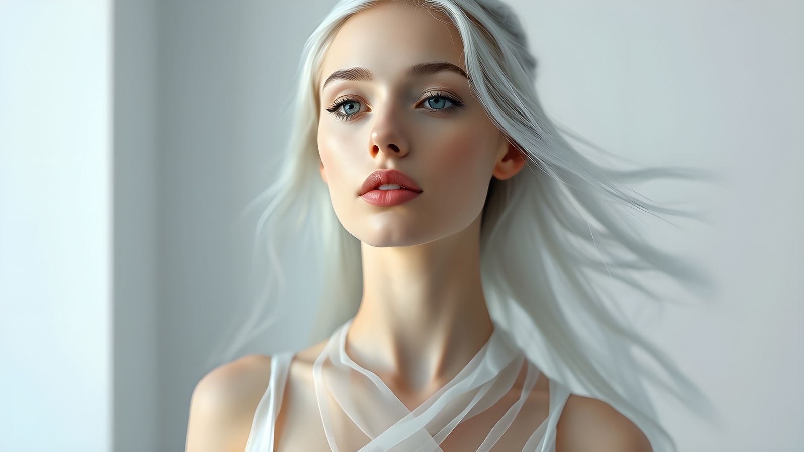 Ethereal Woman Floating in Abstract Space