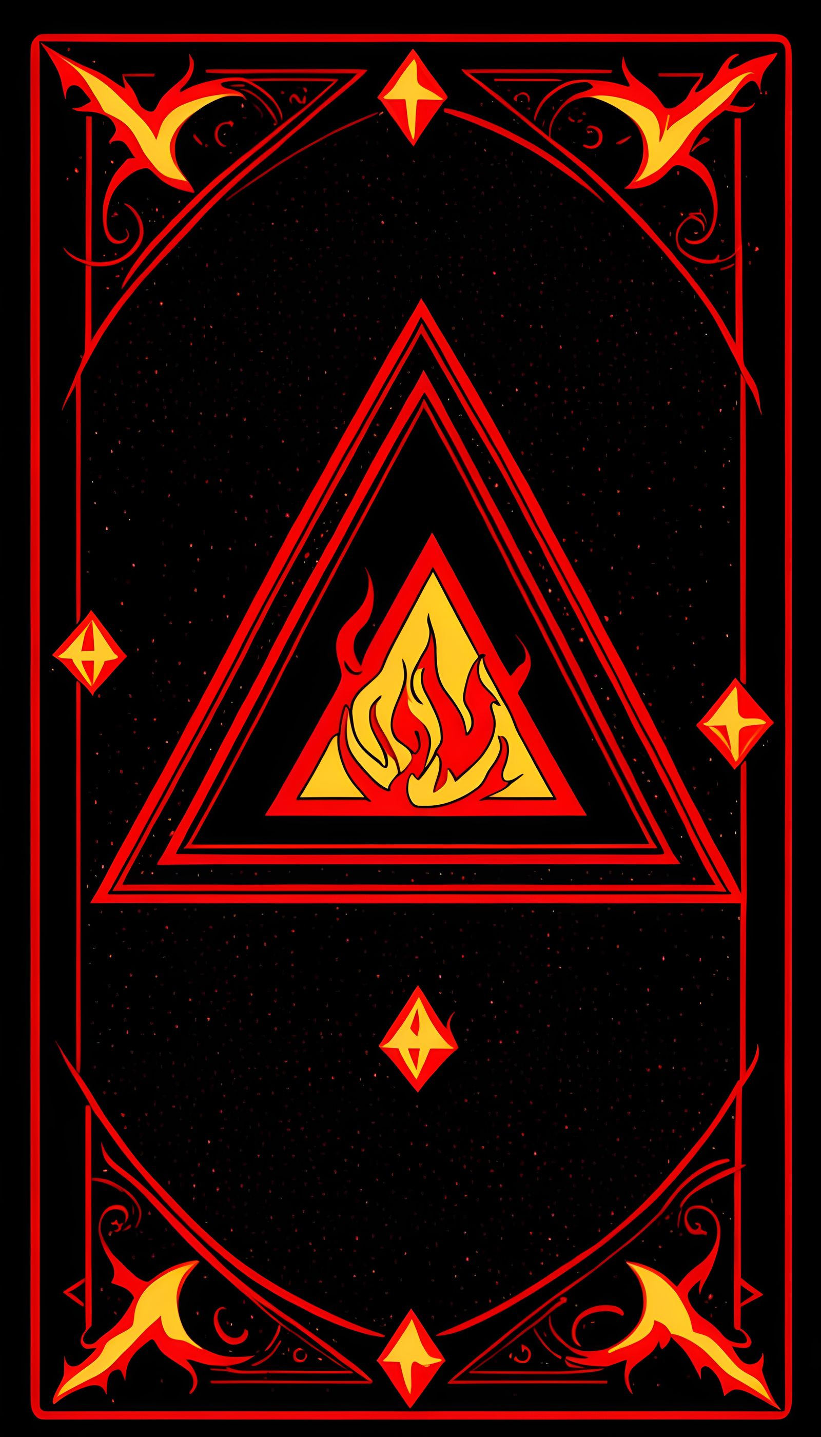 Alchemical Hellfire Triangle in Red and Black Tarot Card Sty...