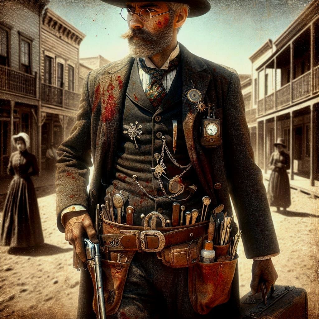 Rugged Old West Physician in a Gritty Western Town