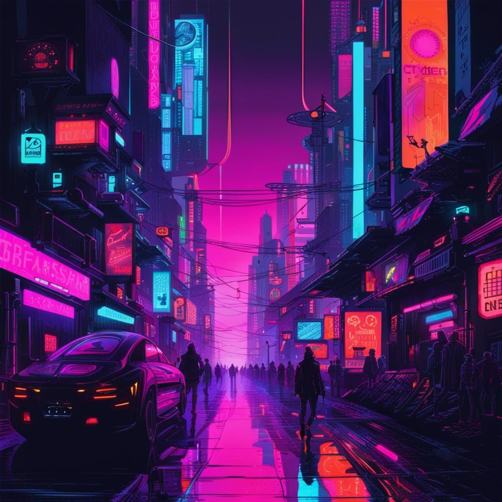 Cyberpunk Cityscape: Neon Fantasy Concept Art
