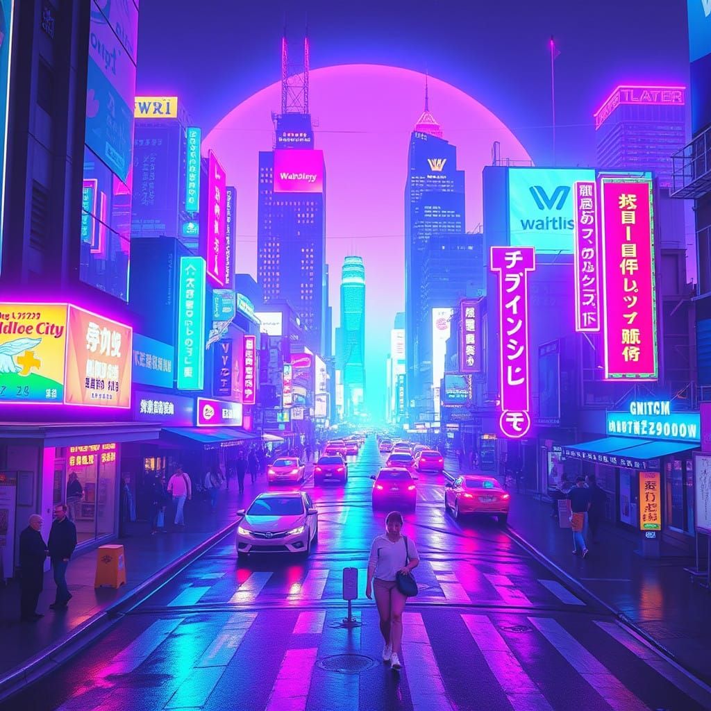 Neon Dreamscape in Holographic Abstraction