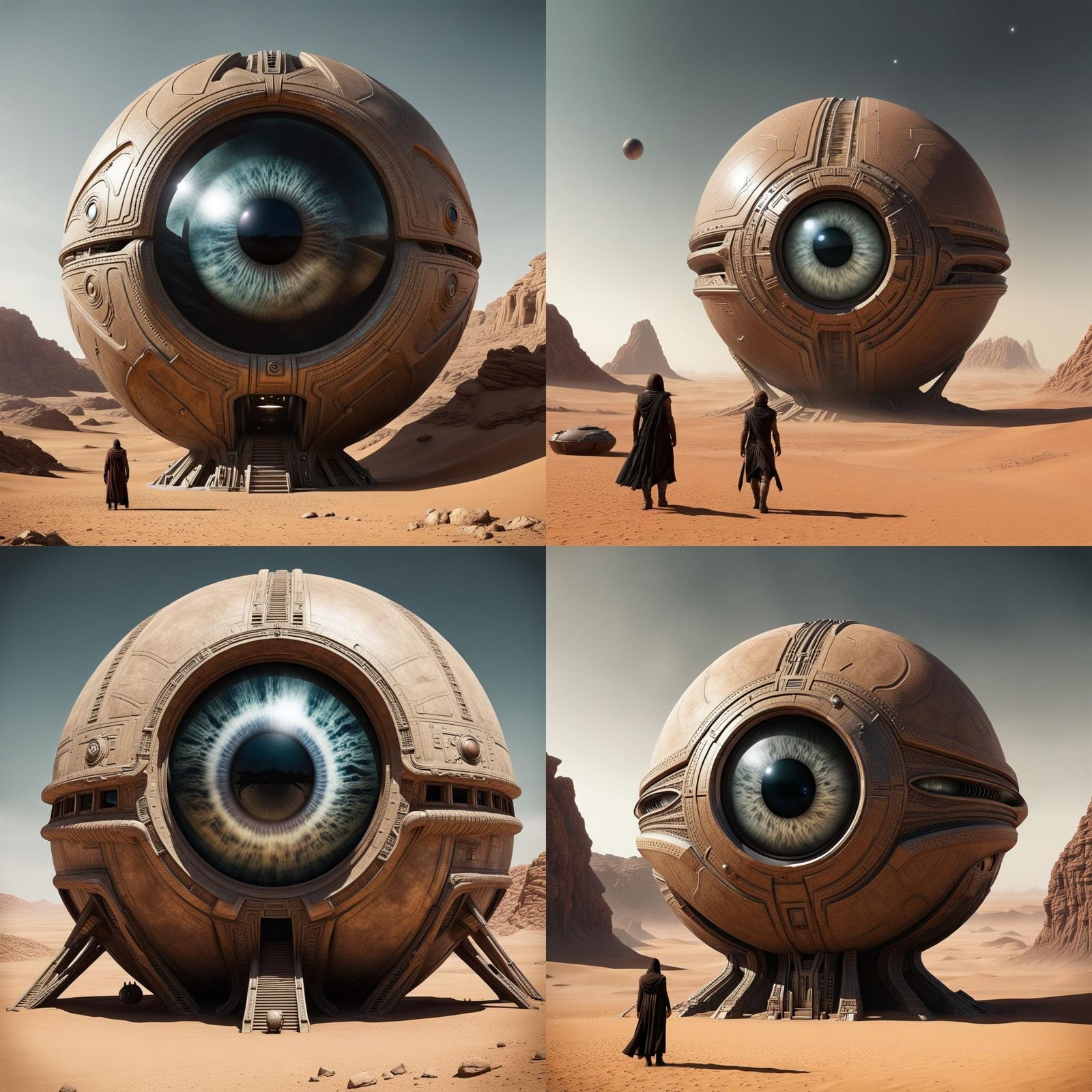 Sci-Fi Alien Eye Orb Spaceship on Arrakis