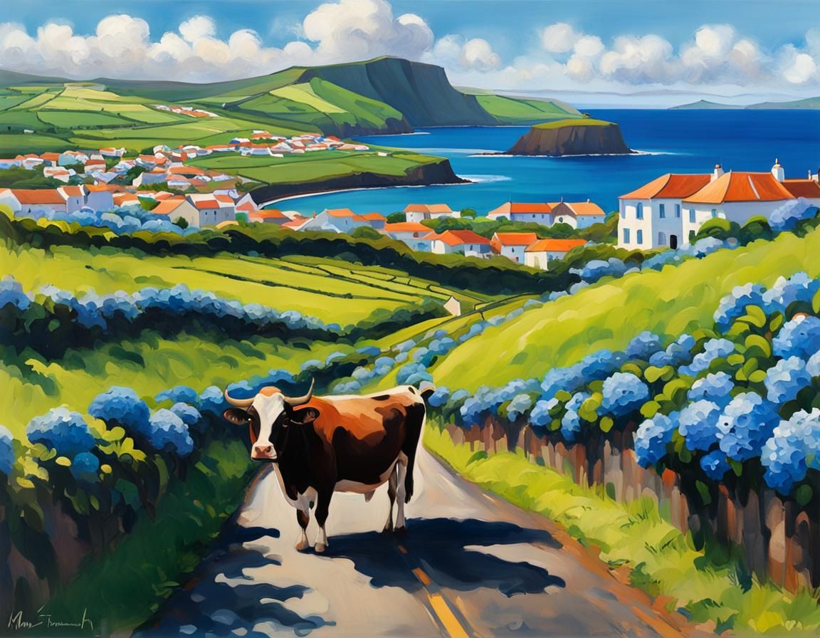 Terceira Island Azores: Neo-Impressionist Coastal View