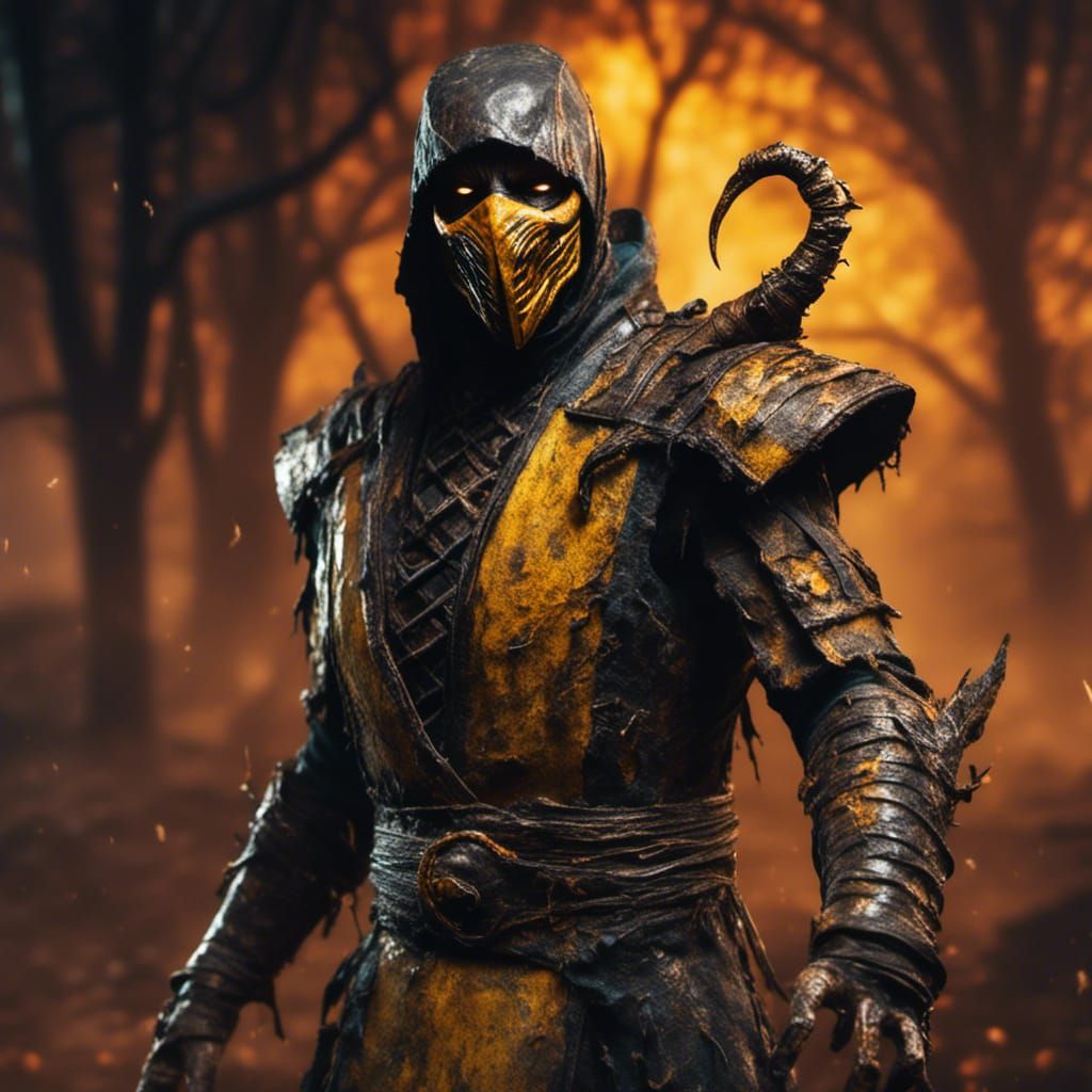 Mortal Kombat Scorpion Detailed Matte Painting