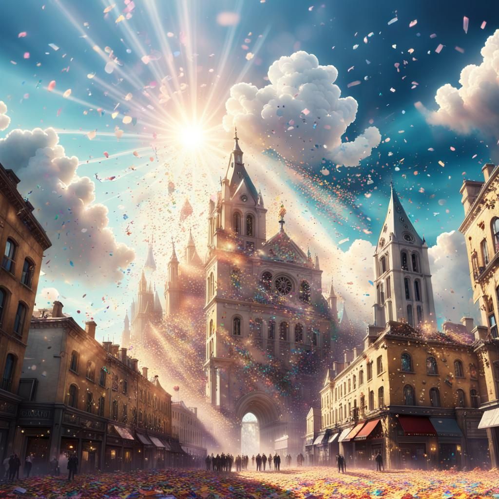 Confetti Celebration in the Sky: A Digital Painting