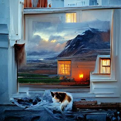 Cat in Iceland: An Oil Painting by Gurney