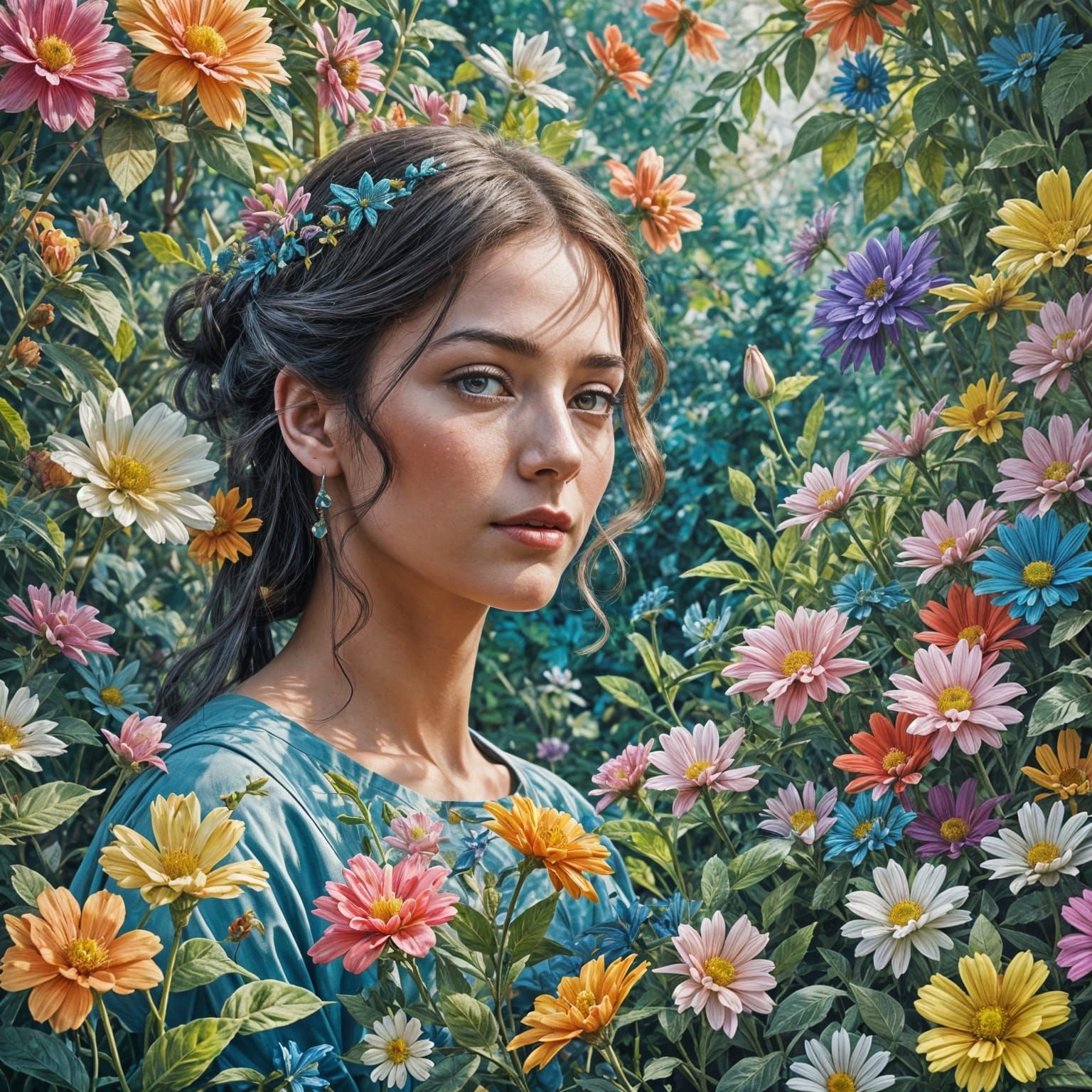 Colorful Flowers: Detailed Fantasy Matte Painting