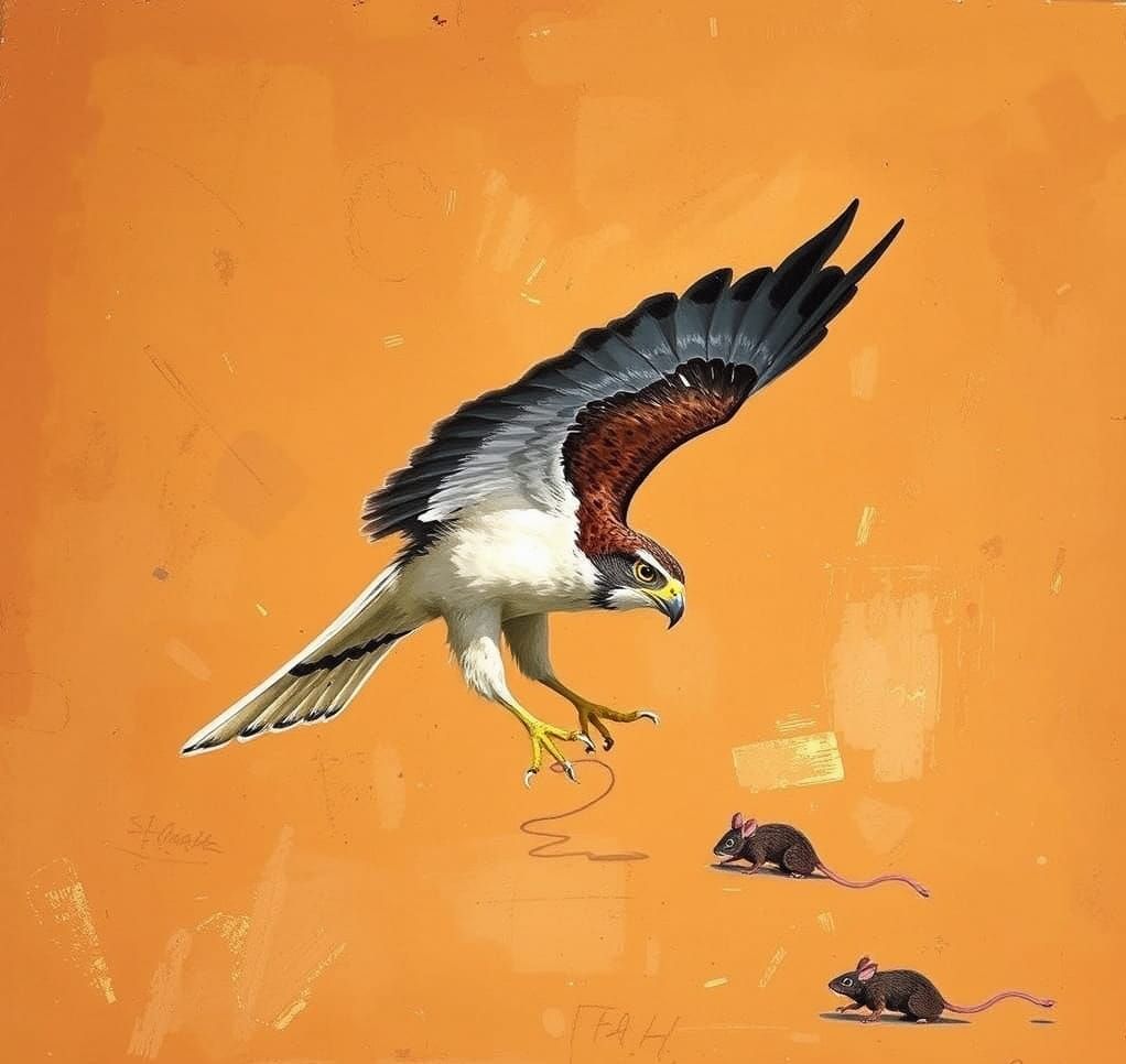 Hawk Capturing Mouse: South African Art Style