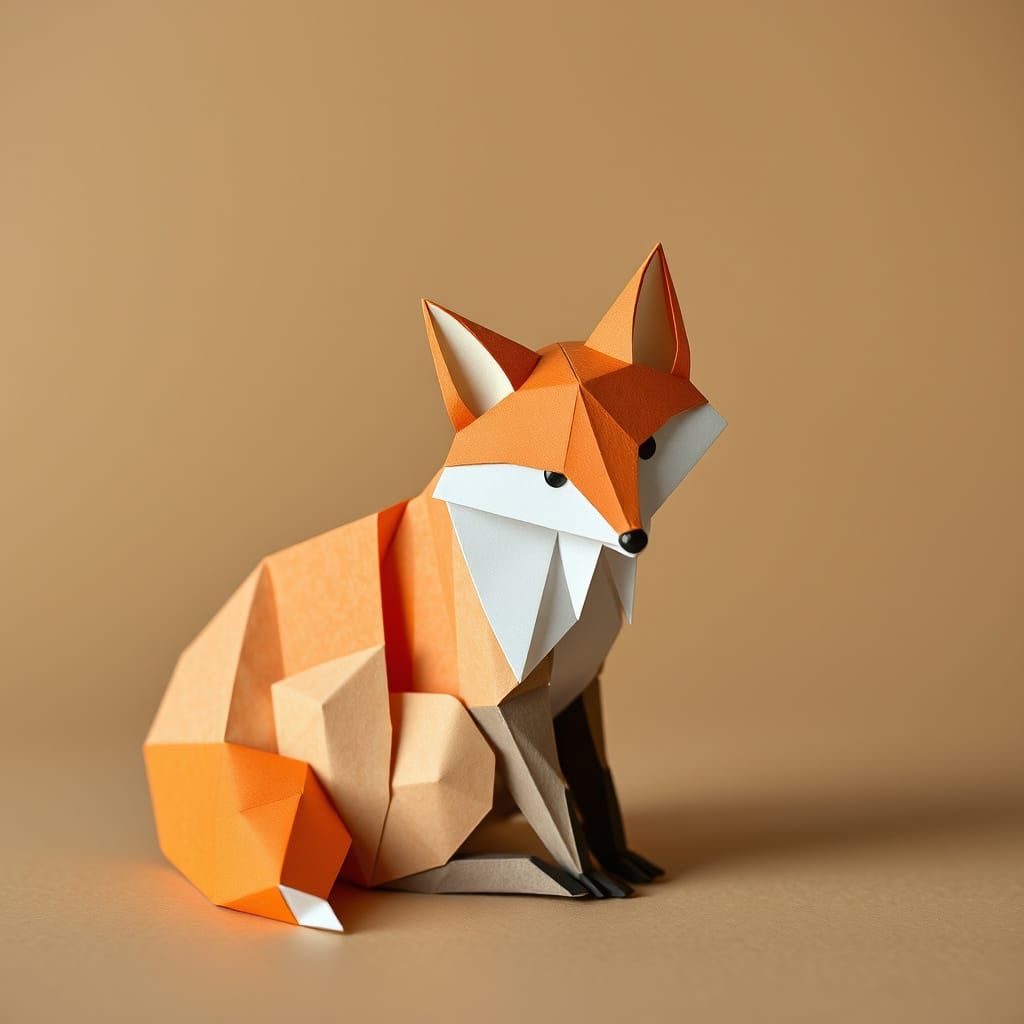 Layered Paper Fox Art in Soft Focus