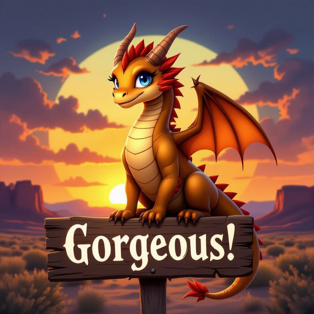 Western Dragon Girl at Sunset: Anime Style