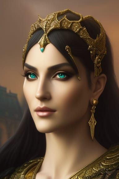 Medieval Woman in Draconian Armor Portrait