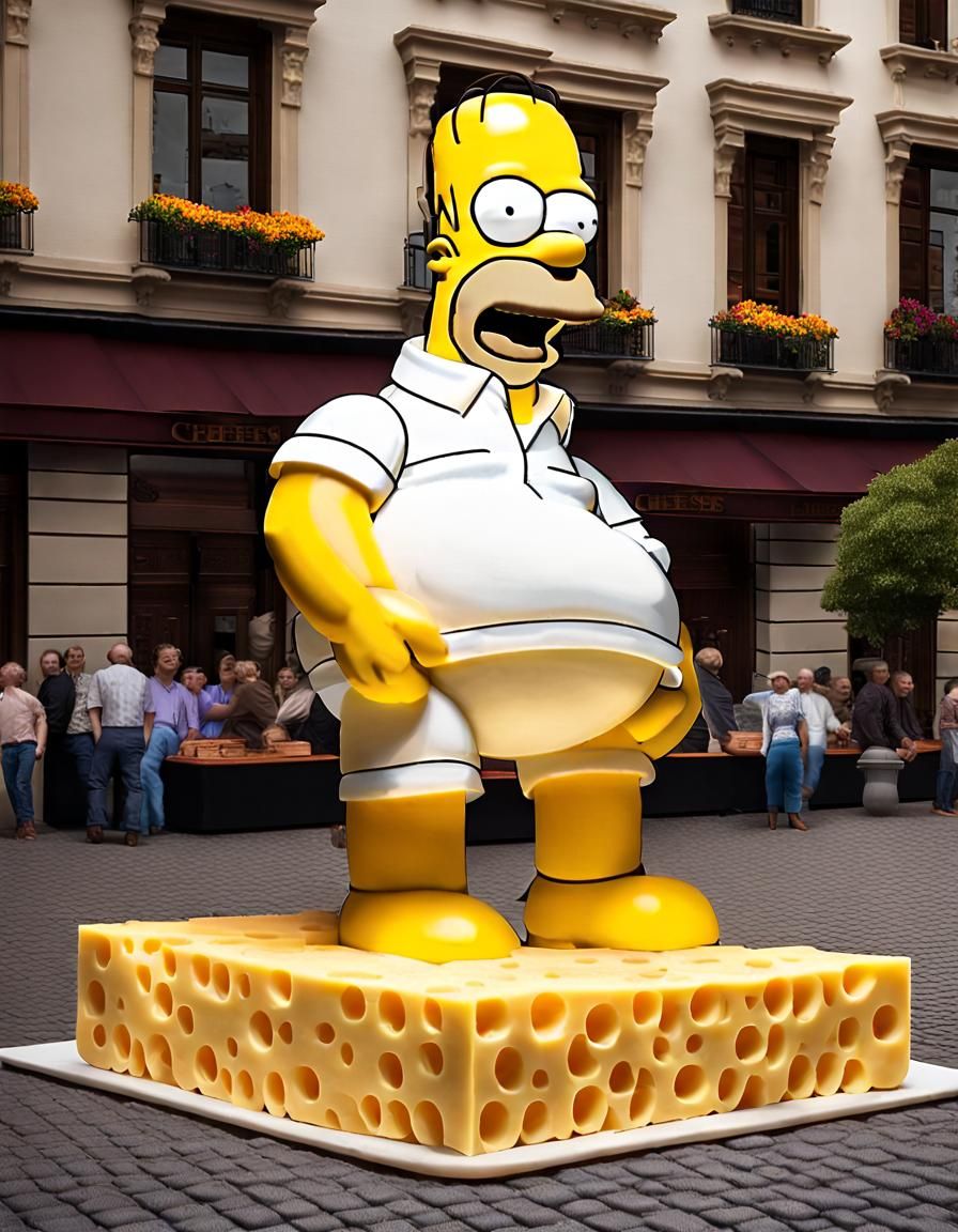 Statue of Homer Simpson in the town square