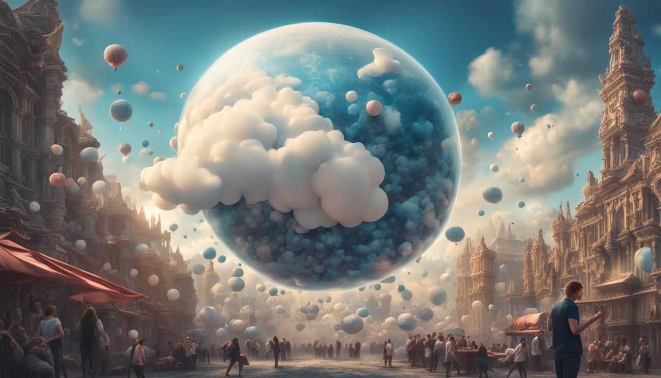 Happy Employees Sharing Text Bubbles in Digital Art