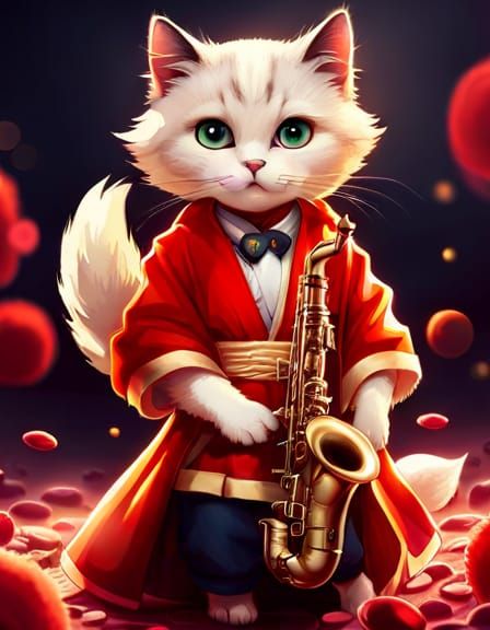 cat playing Saxophone 🎷