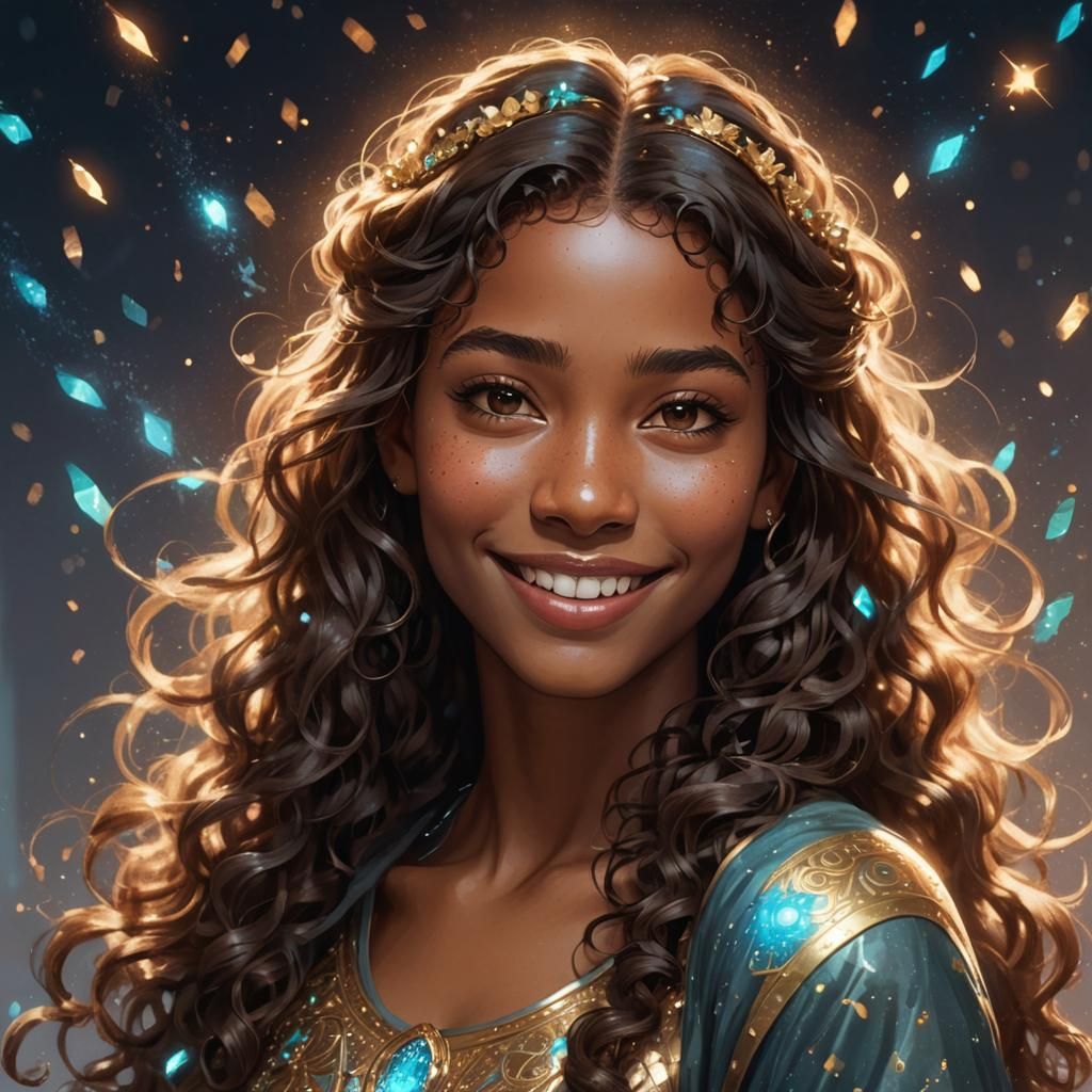 Radiant Teenage Girl Portrait with Bioluminescence