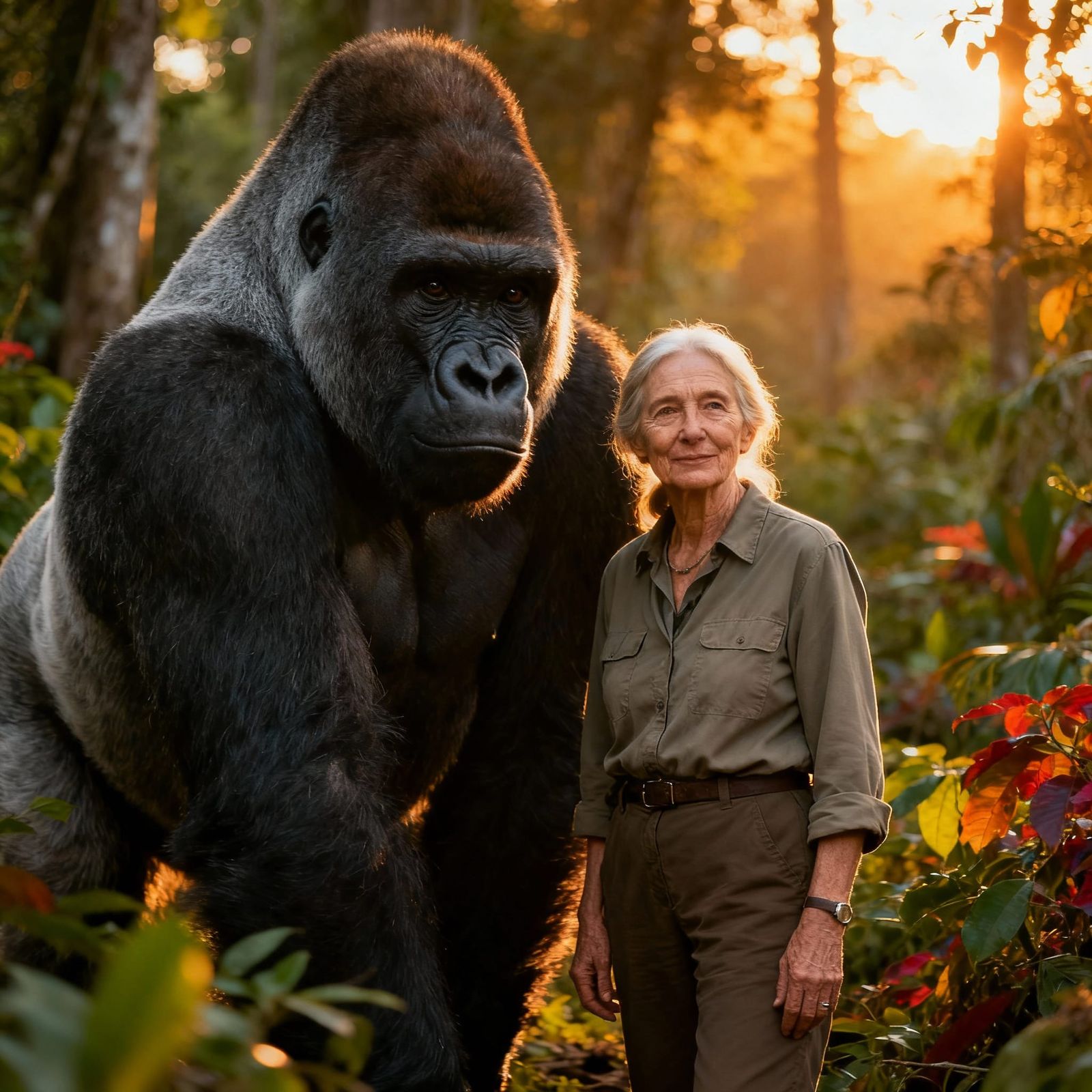 Jane Goodall and Silverback Gorilla National Geographic Cove...