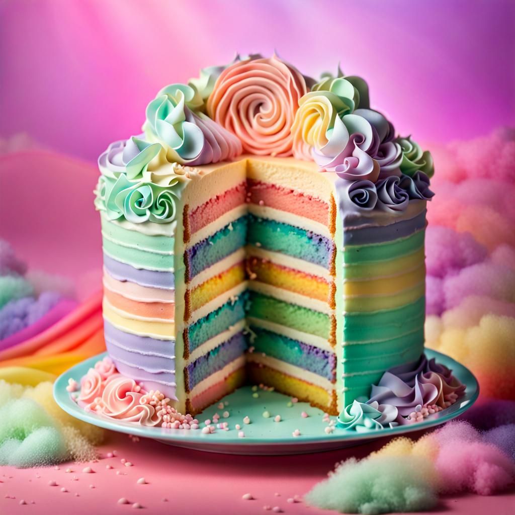 Delicious Rainbow Layer Cake with Pastel Frosting