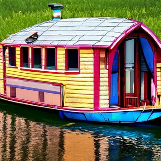 Gypsy Caravan Houseboat Concept Art in 8k