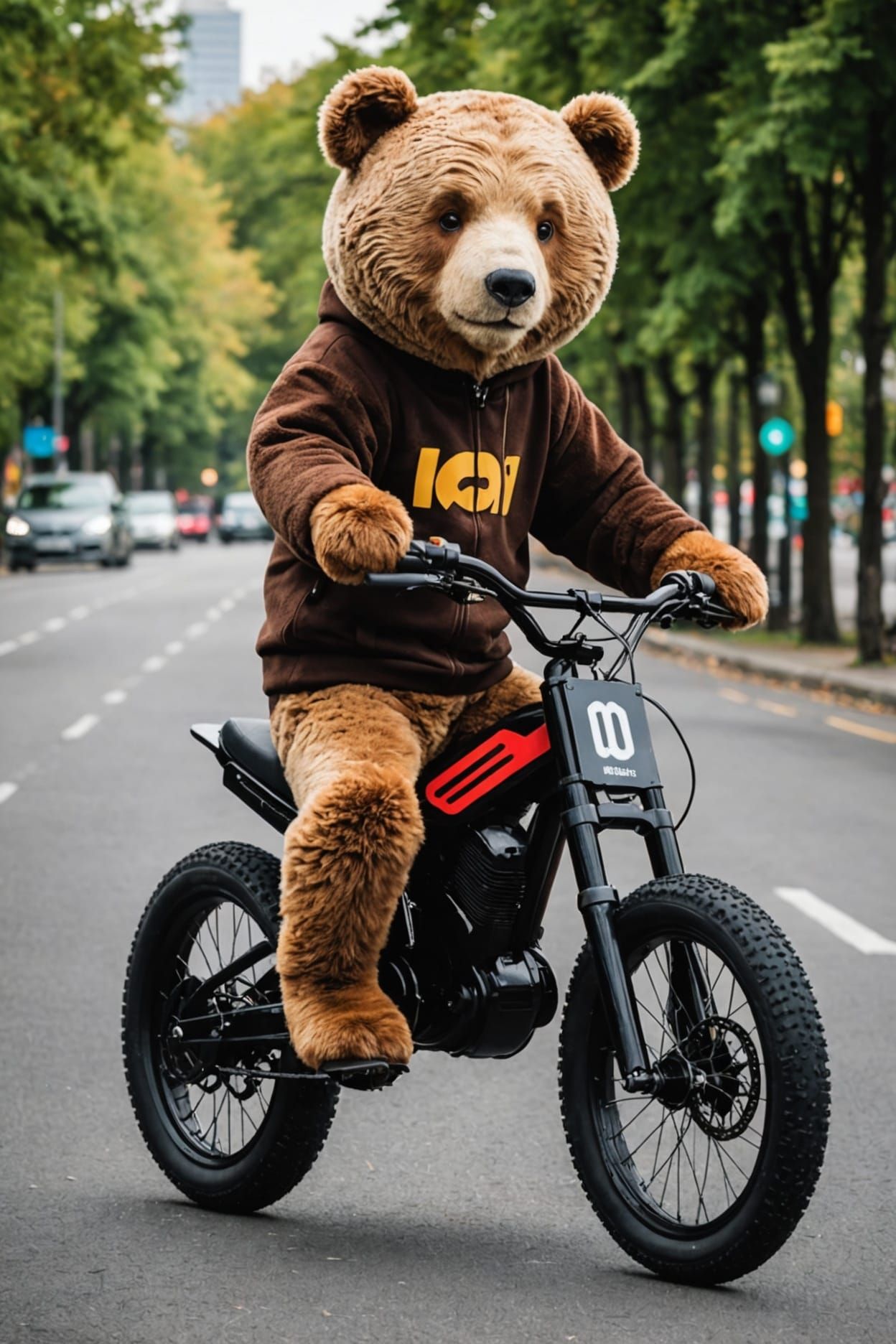 Surreal Emoji Scene: Bear, Bike, Planet, Film