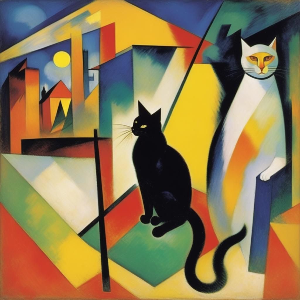 Fluorescent Cat in Expressionist Style