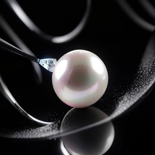 Luminous Pearl on Reflective Surface: Photorealistic Macro