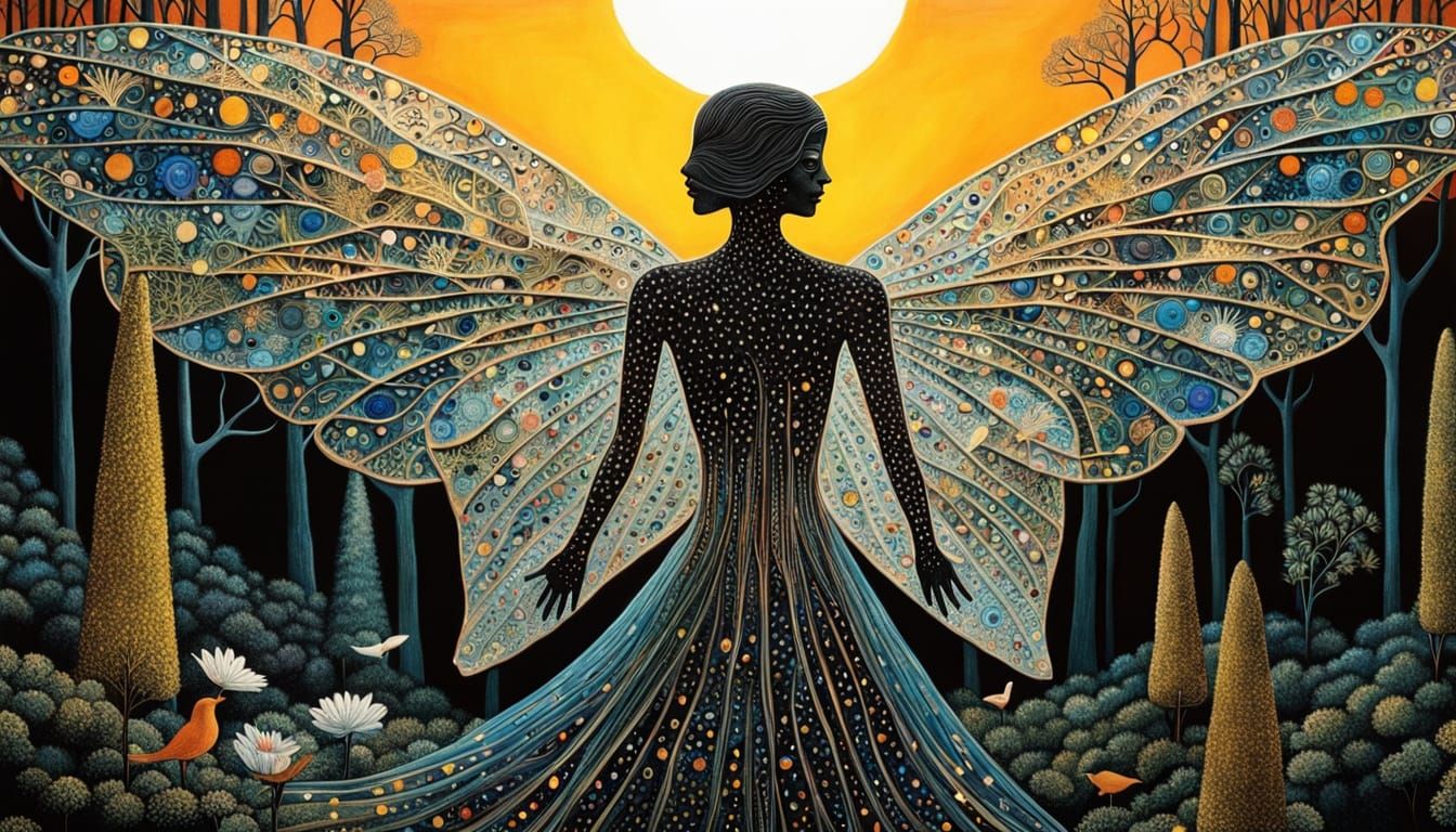 Women with Iridescent Wings Rise from the Forest Floor in a ...