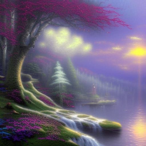 Ethereal Sorrow in a Misty Landscape