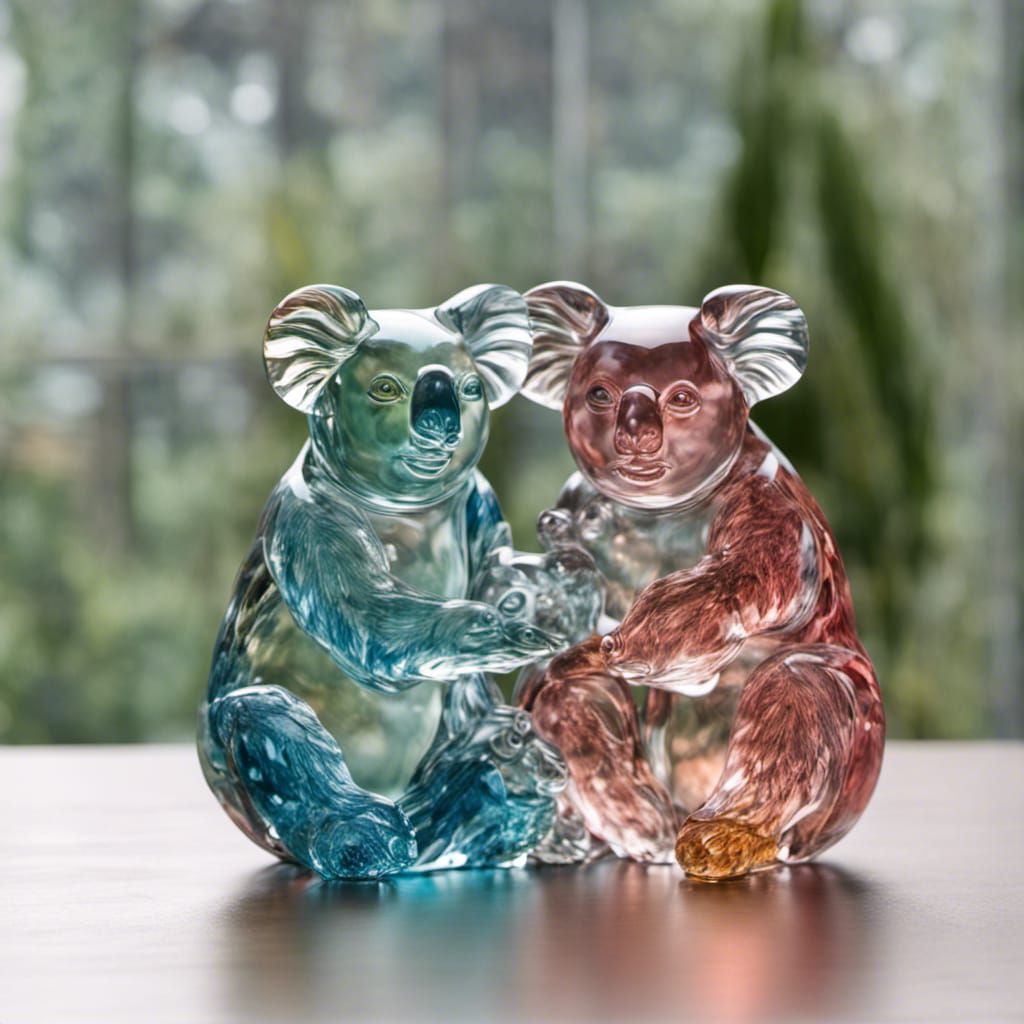 Koala family in Venetian crystal...