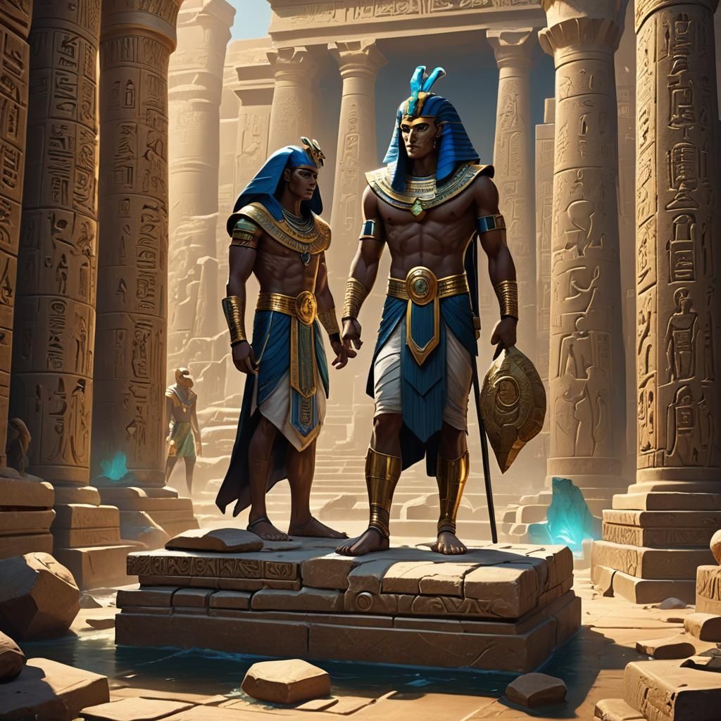 Prince Retrieves Book of Thoth: Egyptian Mythology Art