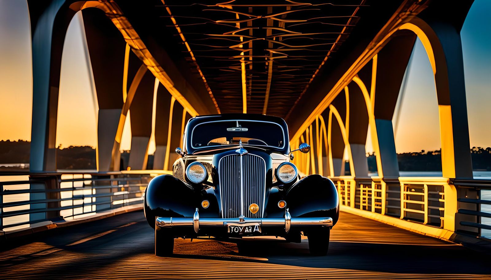 1936 Toyota AA Sedan on Neoclassical Bridge