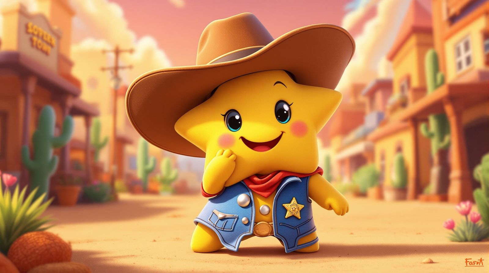Cheerful CGI Cowboy Sheriff
