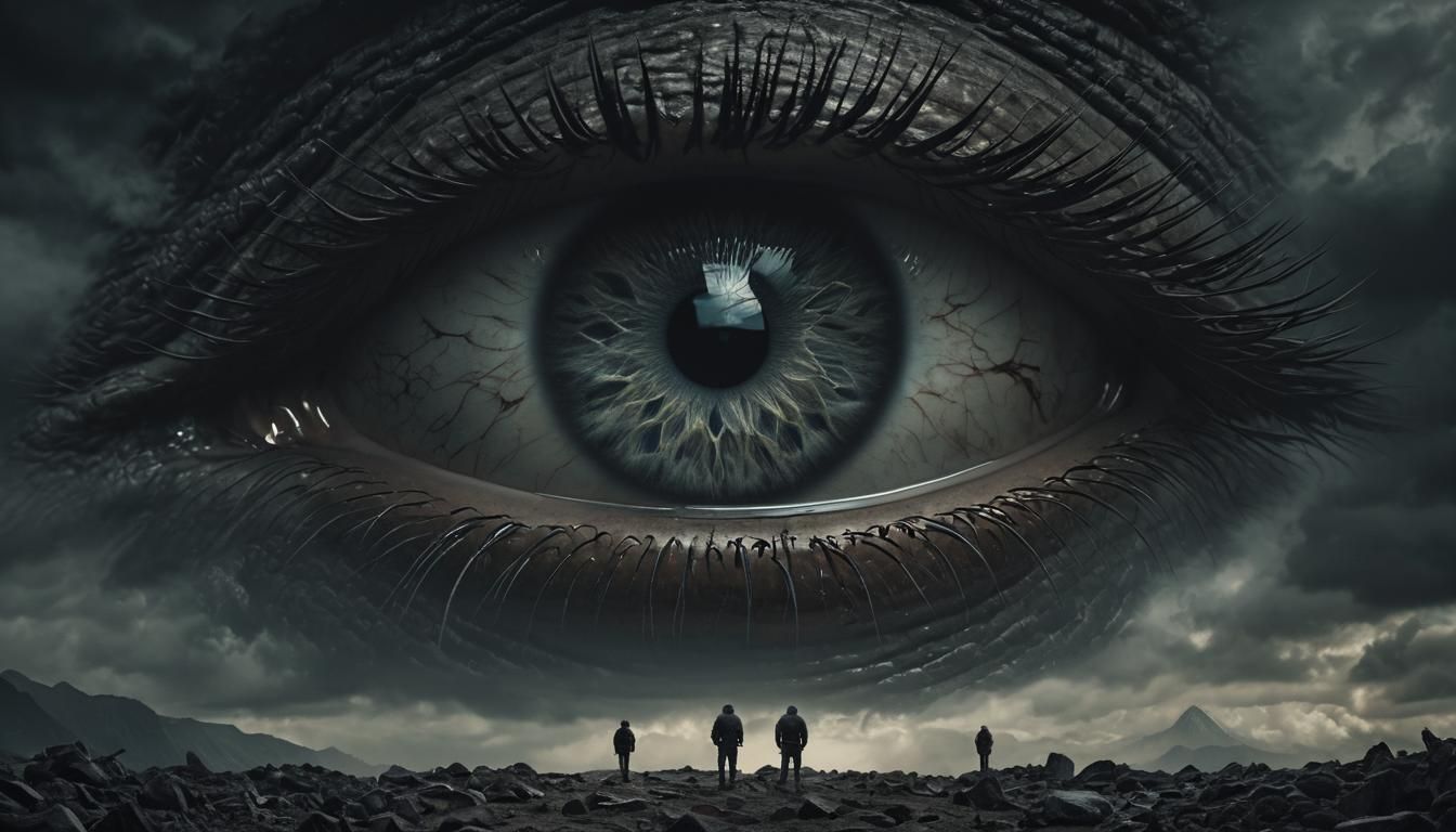 All-Seeing Eye in a Hyperrealistic Landscape