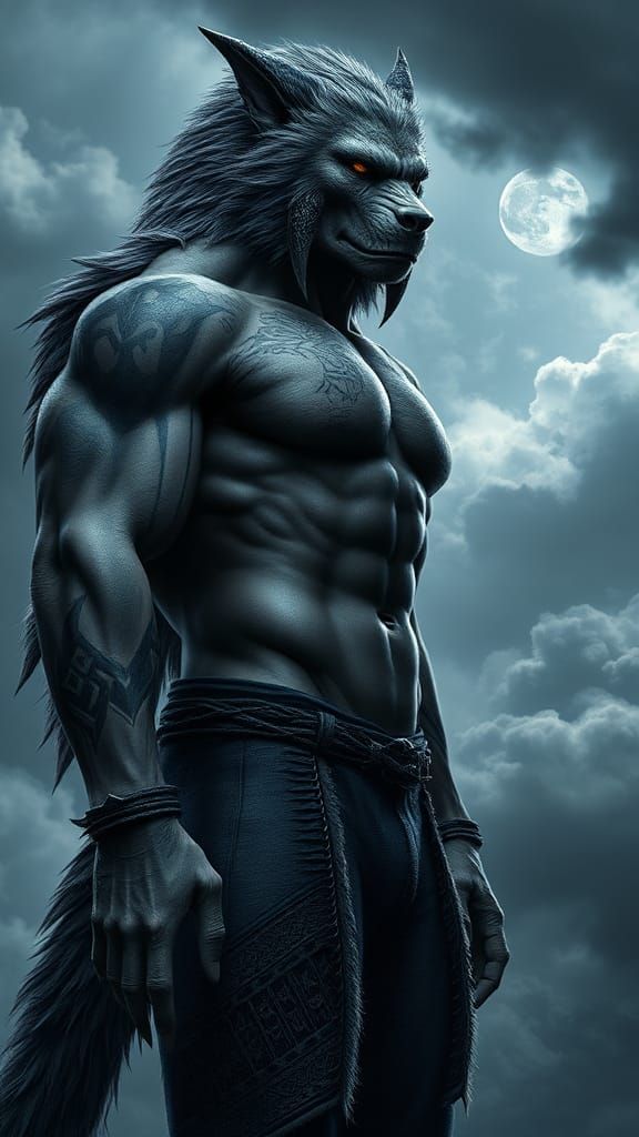 Demon Werewolf in Hyperrealistic Splash Art Style