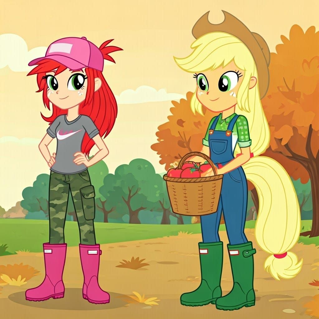 Franky Helps Applejack Pick Apples in Autumn