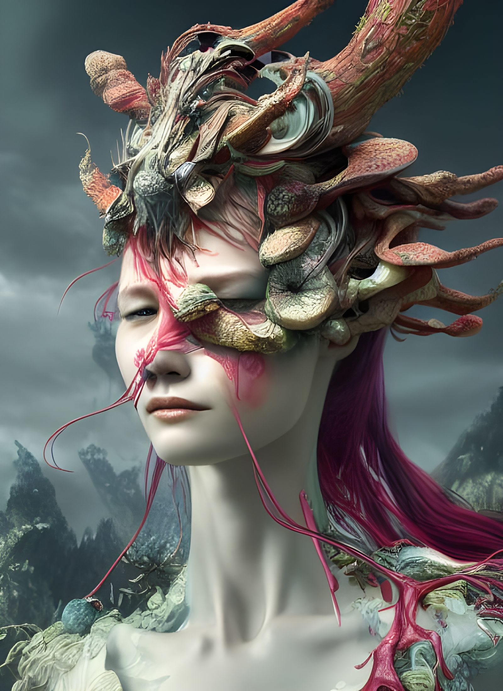 Human-Fruit Hybrid in Hyperrealistic Digital Art Style