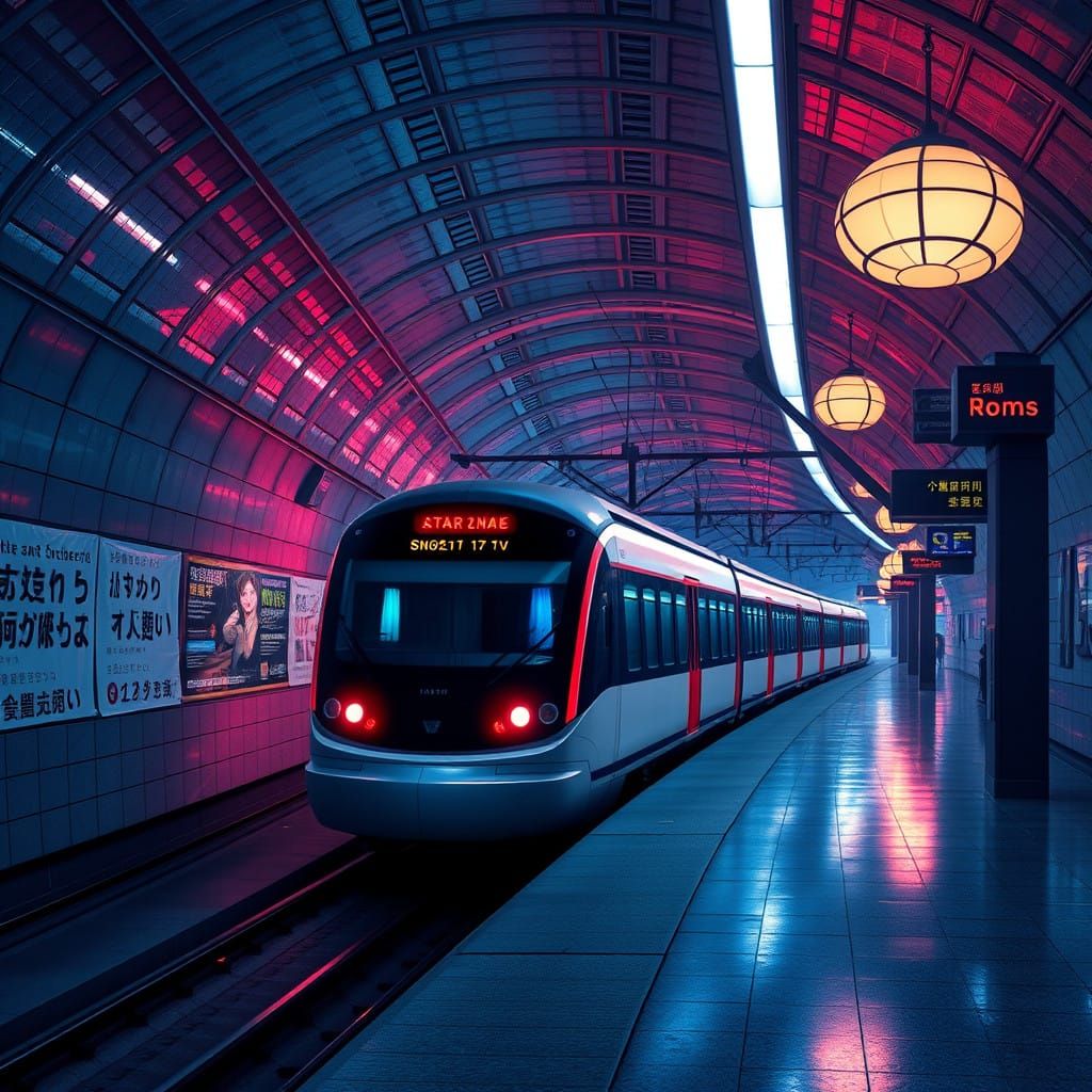 Majestic Subway Station in Makoto Shinkai's Vibrant Style