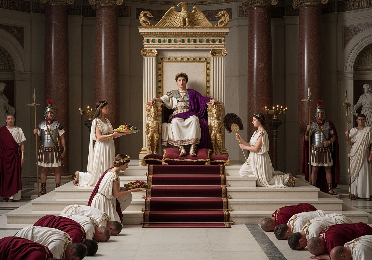 Emperor Caligula on His Opulent Throne