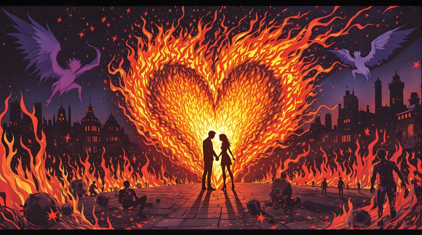 Fiery Heart in Steampunk Metropolis