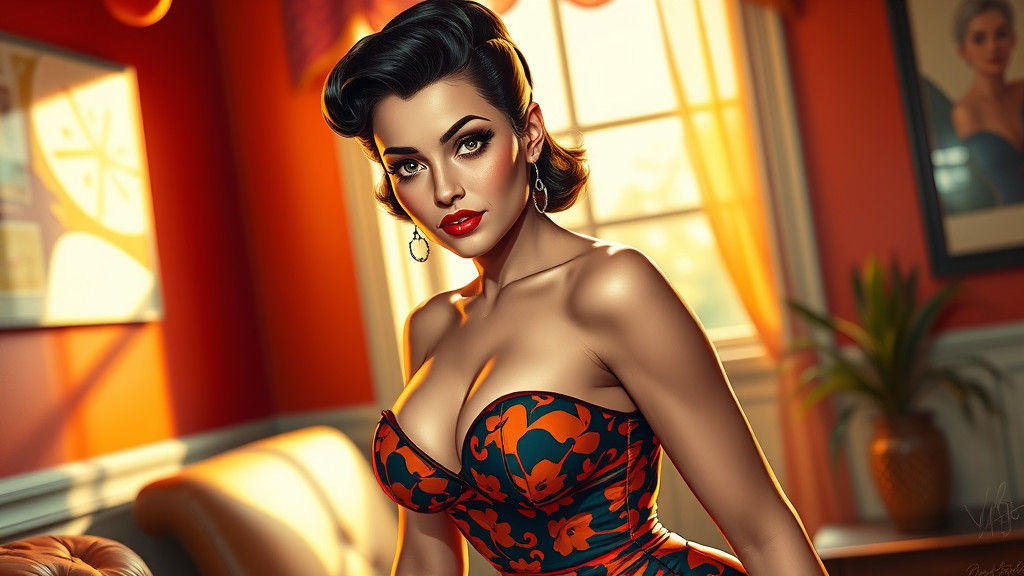 Captivating Pin-Up Woman in Classic Hollywood Style