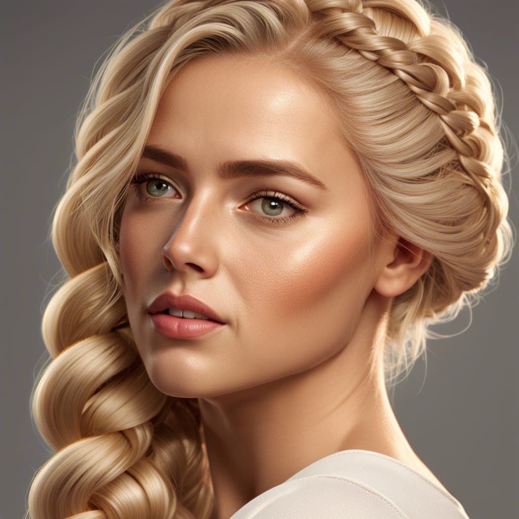 Photorealistic Portrait of a Braided Blonde Woman