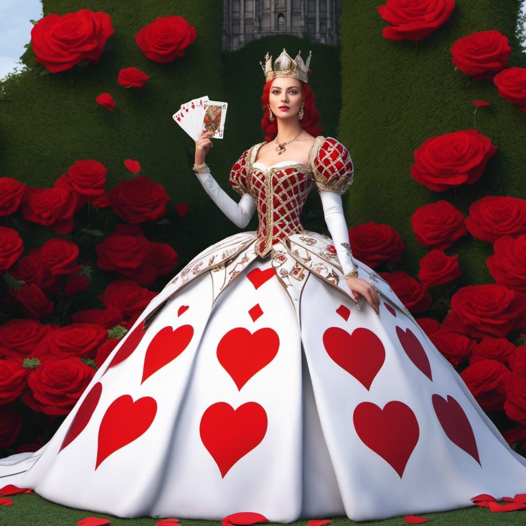 Queen of Hearts in Rose Garden, Digital Art
