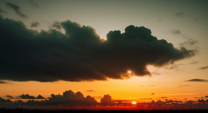 Surreal Sunset Silhouette in a Verdant, Sublime, and Moody L...