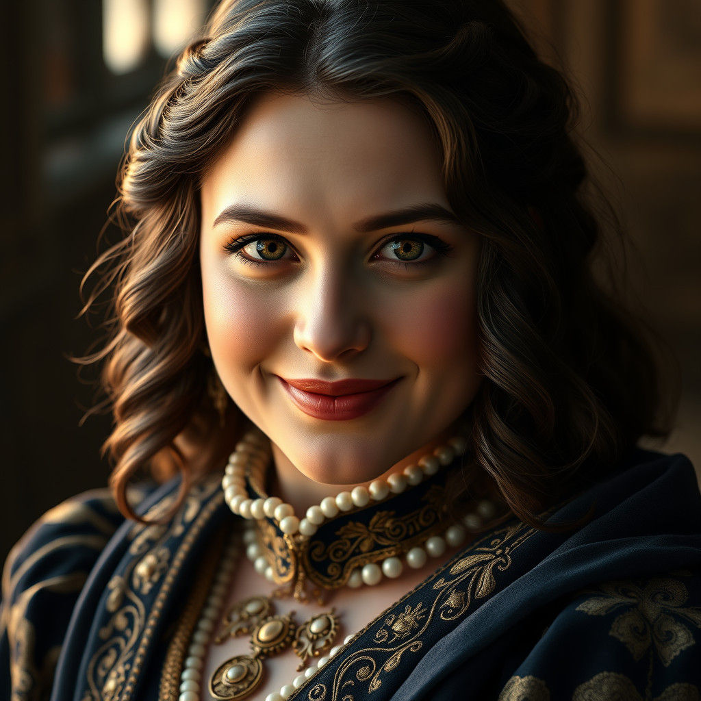 Serene Medieval Maiden in Lavish Funeral Attire