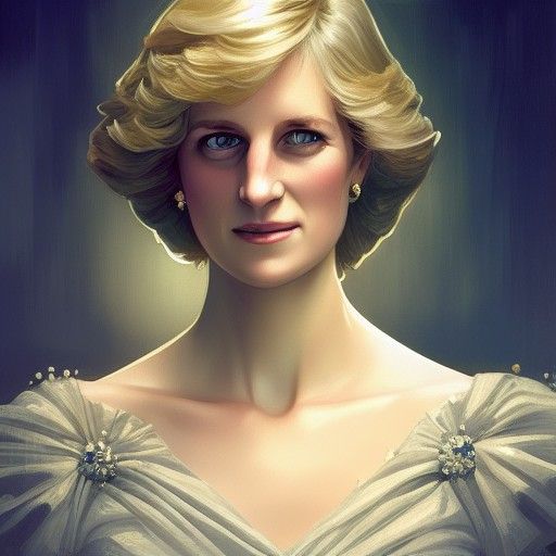 Princess Diana Portrait in Hyperdetailed Style