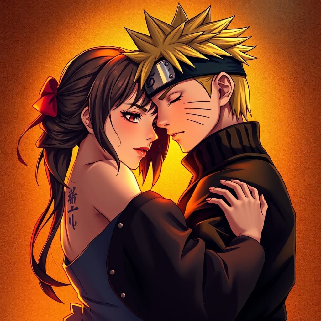 Naruto and Hinata in Beautiful Art Nouveau-Inspired Portrait