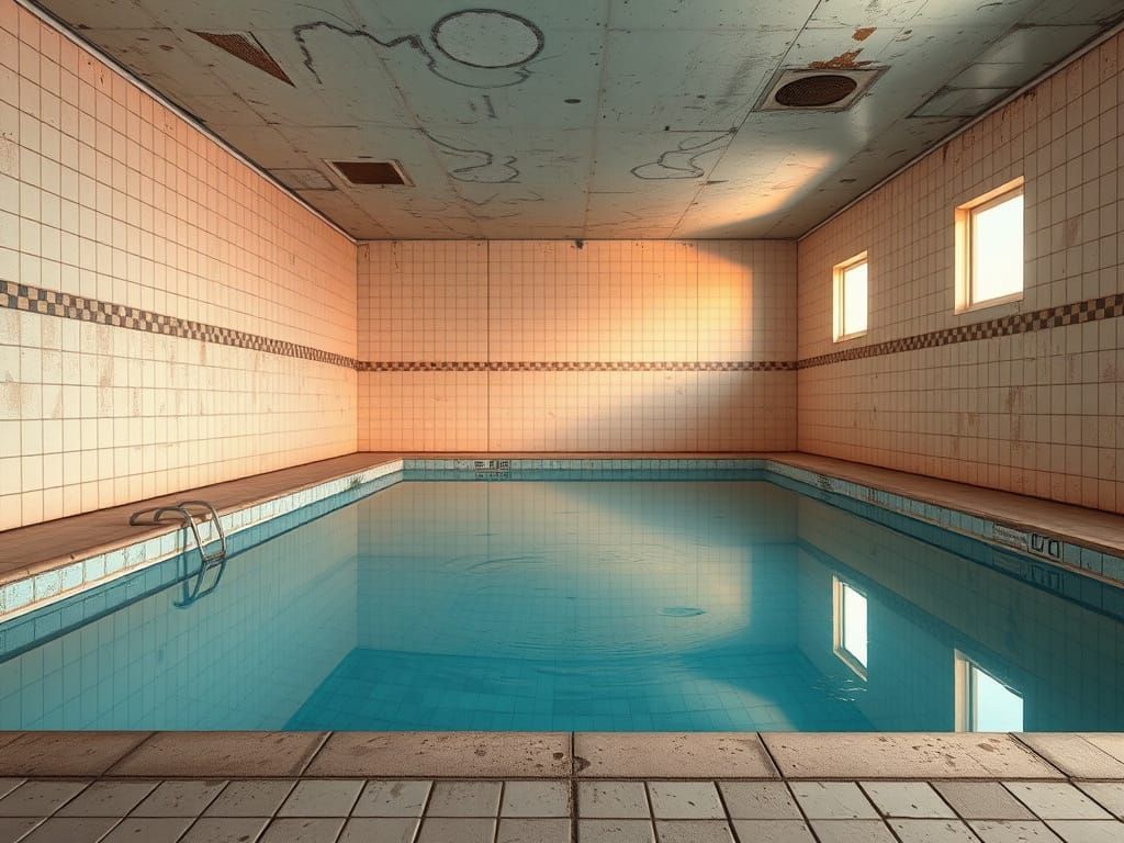 Abandoned Pool in Warm, Nostalgic Light