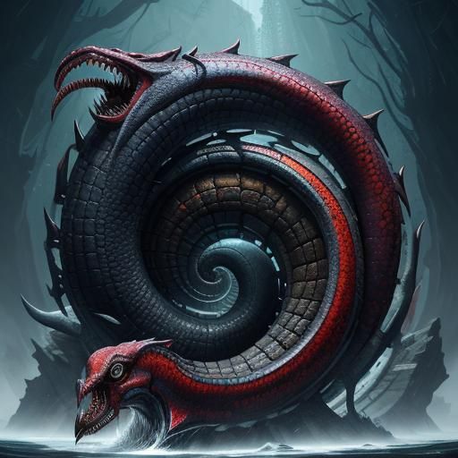 Lamprey Ouroboros: Detailed Fantasy Concept Art